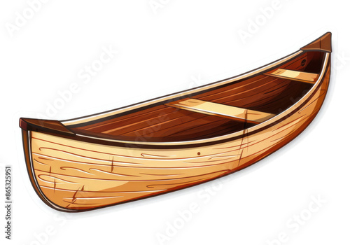 Canoe sticker isolated on transparent background.