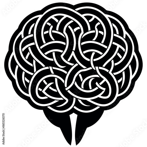 Vector line icon of the human brain anatomy. manual interior drawings
