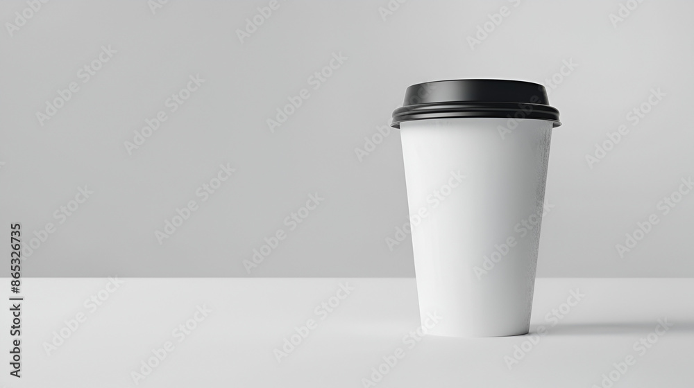 White Paper Cup with Black Lid - Professional Mockup