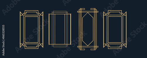 Art Deco frames minimalist collection. Modern minimal style illustration. Elegant luxoryous borders and frames, vector template design