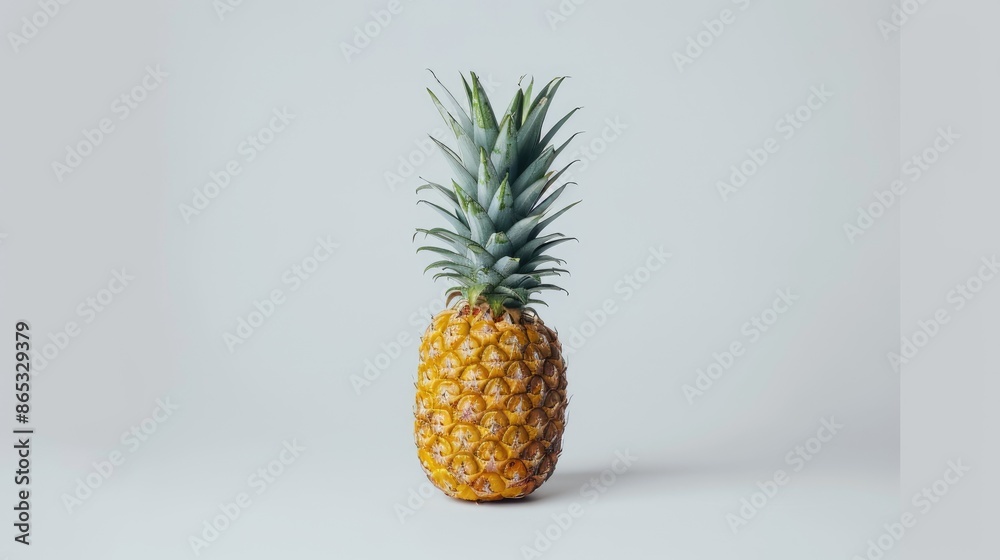 Close-up of a delicious pineapple isolated on a clean white background, its textured skin and juicy flesh ready to be enjoyed Close-up of a delicious pineapple isolated on a clean white background, its textured skin and juicy flesh ready to be enjoyed
