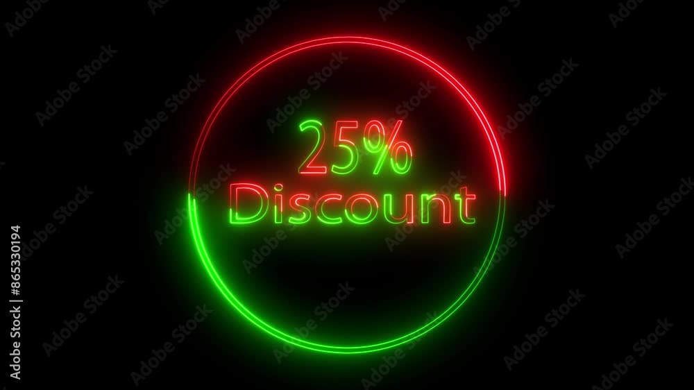 Neon sing discount text icon animation on dark background. Neon sing discount text icon animation on dark background.