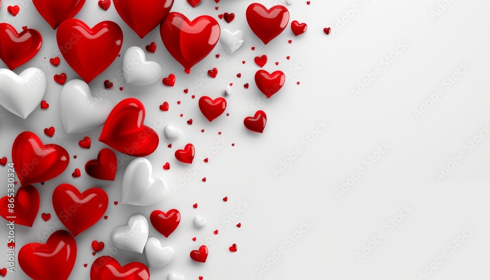 Valentine s day template with white hearts on white backdrop