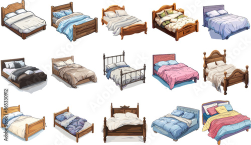 FURNITURE SET IN COLOR STYLE, BED SET IN COLOR STYLE