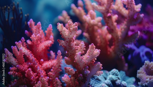 A vibrant coral reef with a variety of colorful corals. Colorful coral reef of the underwater world