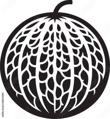 melon fruit silhouette vector style design  black color . white color background