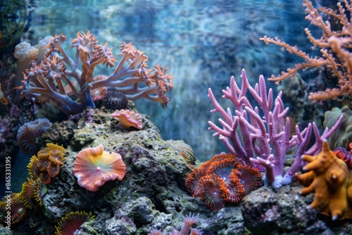 A vibrant coral reef with a variety of colorful corals. Colorful coral reef of the underwater world