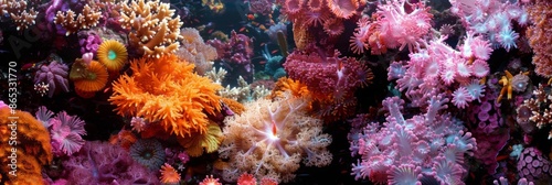 A vibrant coral reef with a variety of colorful corals. Colorful coral reef of the underwater world