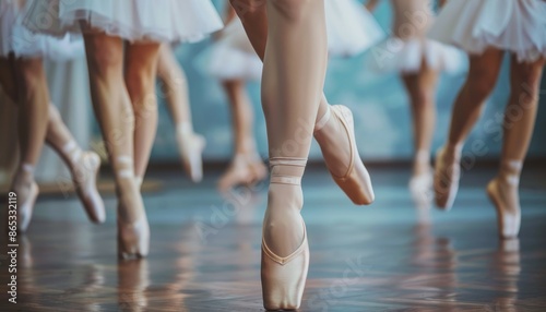 Young ballerinas in a classical dance class their legs moving gracefully