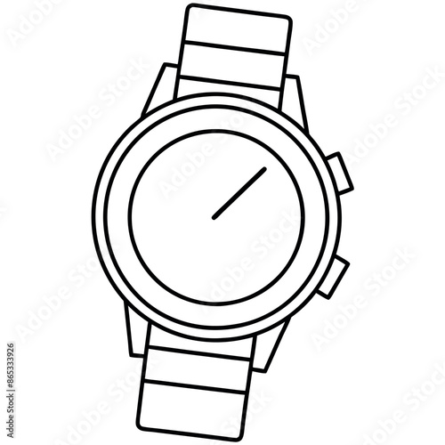 Hand-drawn children's cartoon vector image with a flat watch symbol A Single Item on a White Background
