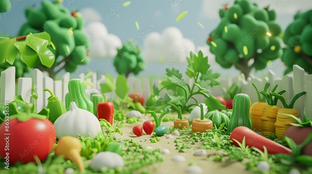 Lush Vegetable Garden with Flourishing Plants and Organic Produce Lush Vegetable Garden with Flourishing Plants and Organic Produce