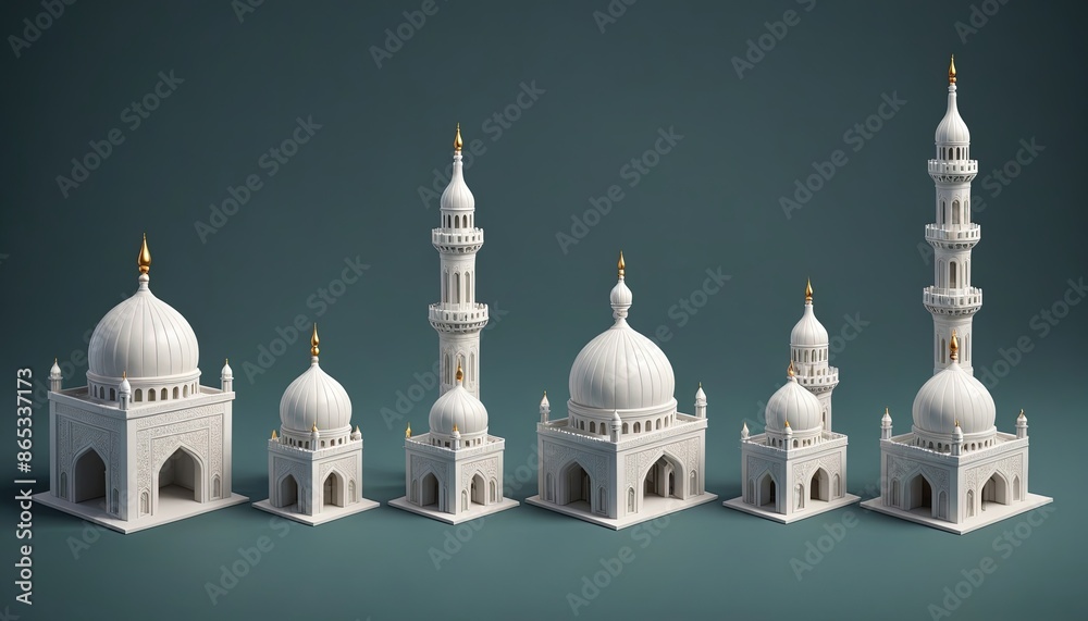 Obraz premium icon set building mosque