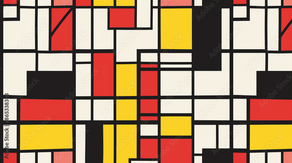 Light red & yellow De Stijl Seamless Pattern Light red & yellow De Stijl Seamless Pattern