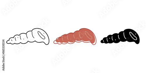 Seashell in different colors. Doodle clip art for your projects.