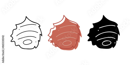 A small set with one seashell in different colors. Doodles clip art for your projects.