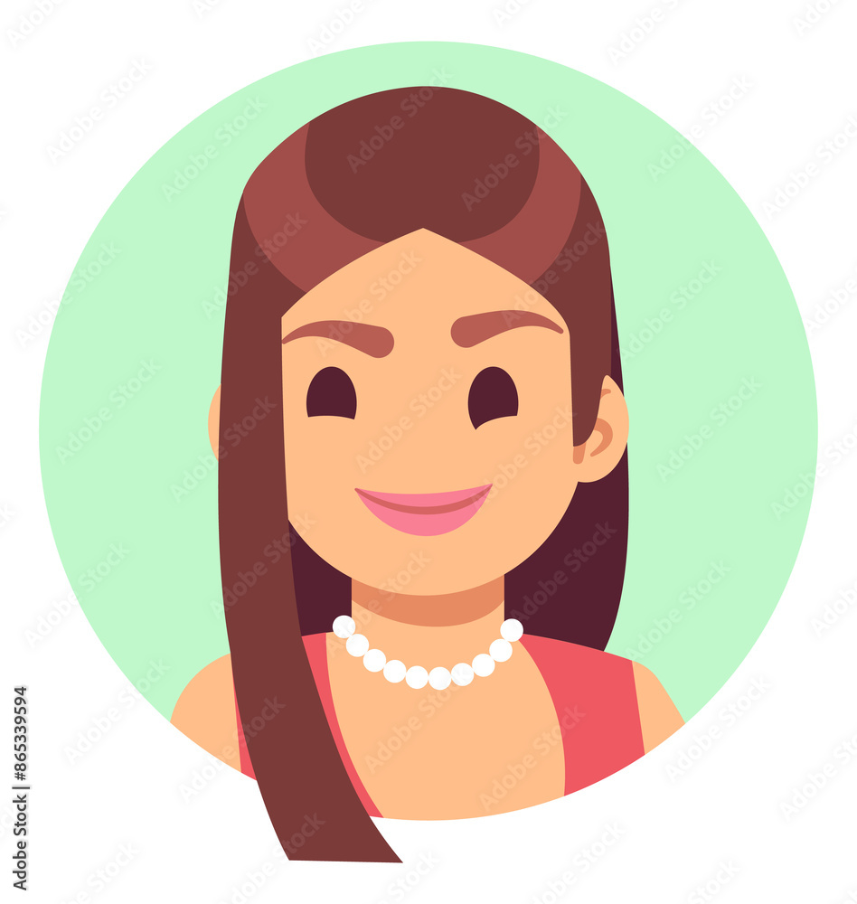 Pretty woman avatar. Beautiful female round portrait Pretty woman avatar. Beautiful female round portrait