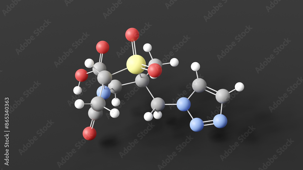 tazobactam molecule 3d, molecular structure, ball and stick model, structural chemical formula beta-lactamase inhibitors tazobactam molecule 3d, molecular structure, ball and stick model, structural chemical formula beta-lactamase inhibitors