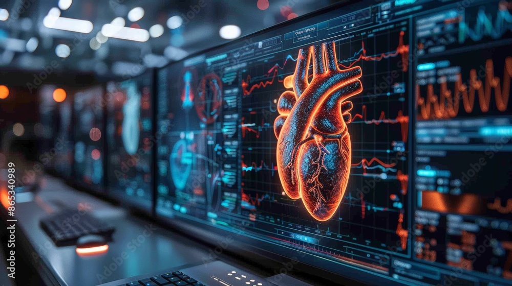 Naklejka premium Future Healthcare Devices: Illustrate a range of futuristic healthcare devices, such as wearable health monitors and portable diagnostic tools, emphasizing innovation in personal health management.