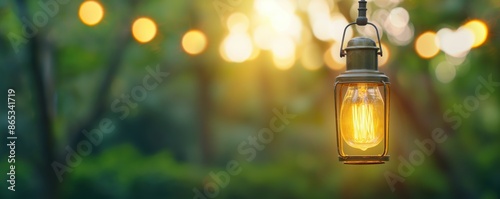 Light bulb in a rustic lantern