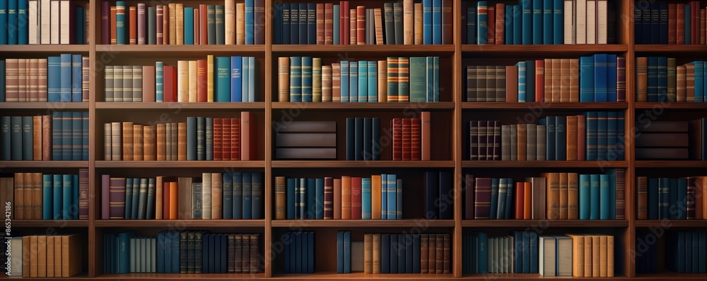 Bookshelf filled with literary classics and novels Bookshelf filled with literary classics and novels