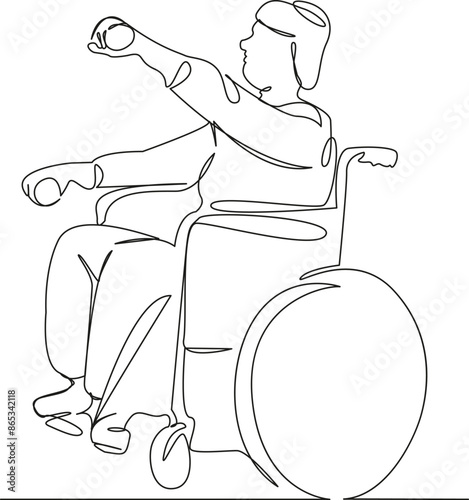 One continuous single drawing line art flat doodle senior, female, elderly, old, care, woman, rehabilitation, aged, nursing. Isolated image hand draw contour on a white background
