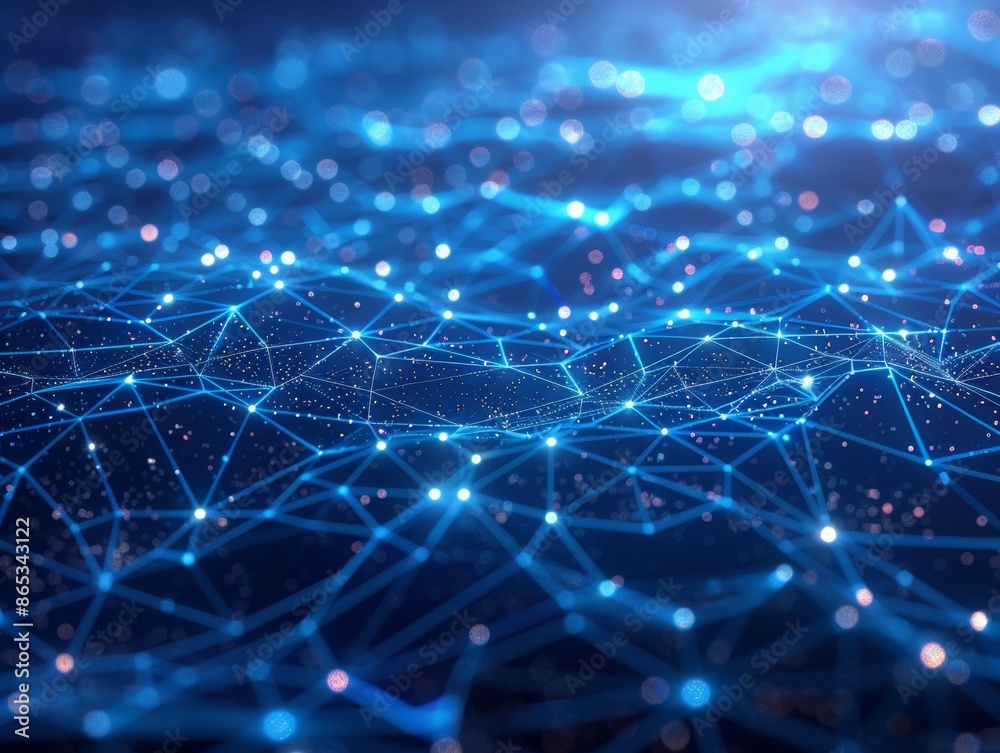 High-tech digital grid with glowing blue lines and nodes, futuristic, minimalistic, clean lines, highly detailed High-tech digital grid with glowing blue lines and nodes, futuristic, minimalistic, clean lines, highly detailed