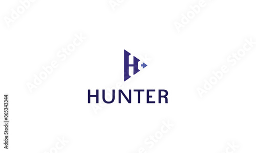Letter H modern technological arrow direction logo