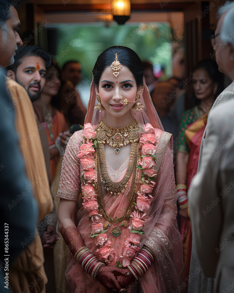 Obraz premium beautiful Indian bride wearing a traditional Indian bridal dress