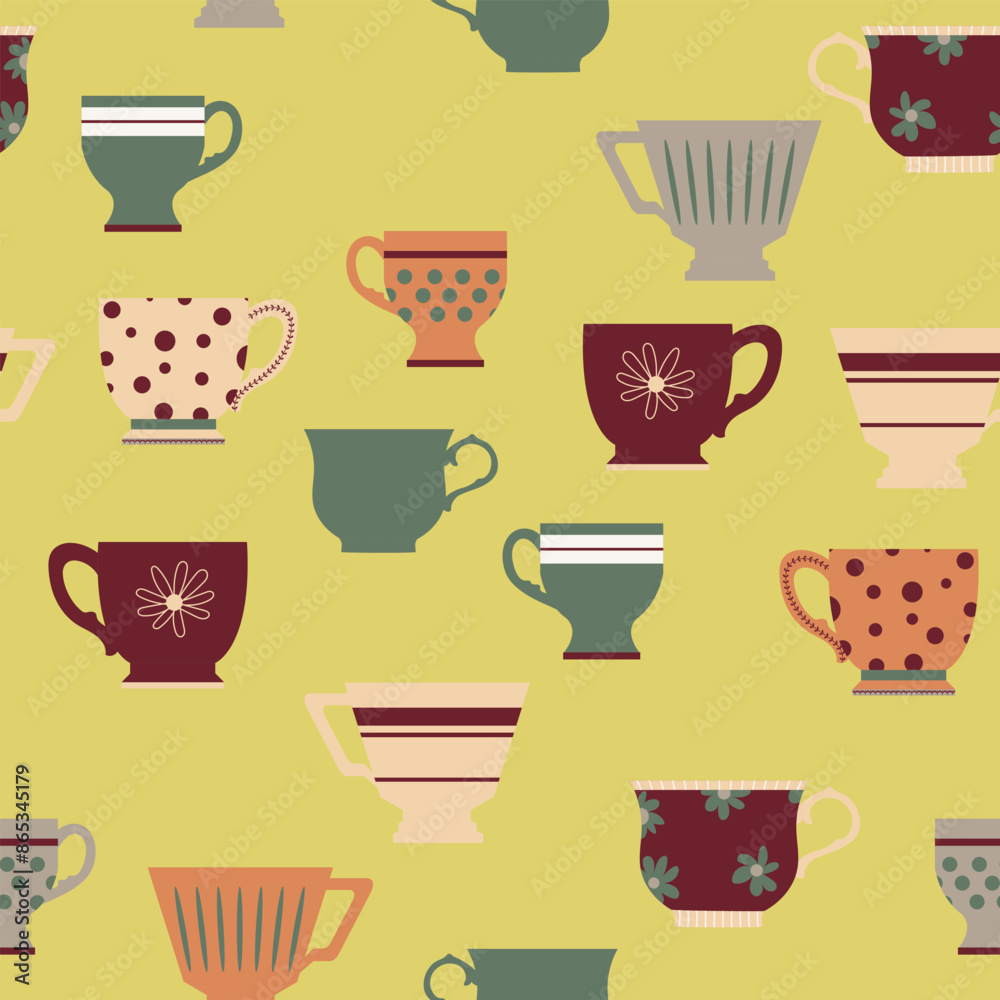 colored cups Seamless pattern from different. Tea, coffee, drinks. Perfect for wallpapers, gift paper, greeting cards, fabrics, textiles, web designs. Hand-drawn. Vector illustration. colored cups Seamless pattern from different. Tea, coffee, drinks. Perfect for wallpapers, gift paper, greeting cards, fabrics, textiles, web designs. Hand-drawn. Vector illustration.