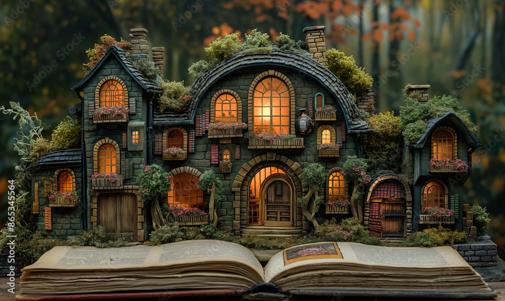 Obraz premium Open Book With House