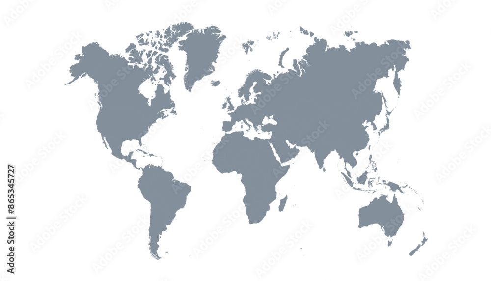 Fototapeta premium World map. Modern grey vector map. Silhouette map.