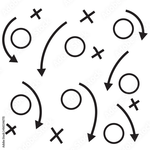 soccer tactics icon, game success strategy in football, scheme play, vector illustration on white background