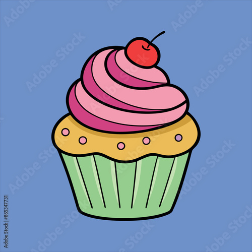 Cute Cupcake Colorful Yummy Vector Illustration