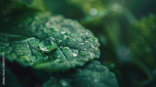 A close-up of a water drop on a leaf, symbolizing purity and nature