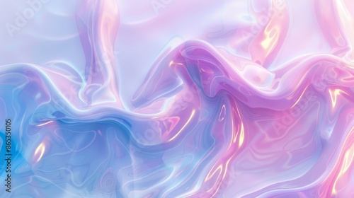 The holography background is made up of dynamic shapes and fluidity with contemporary colors pink, purple, green, and blue.