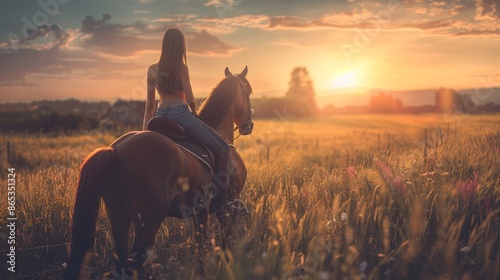 Female equestrian astride a majestic horse galloping outdoors - nature, riding, horseback, woman, hobby photo
