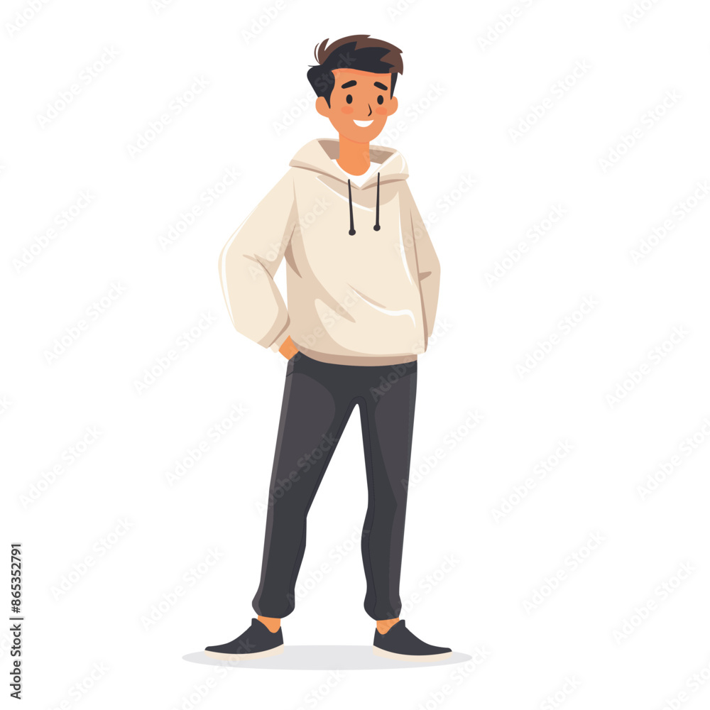 A young man smiling, Flat illustration, isolated on a white background A young man smiling, Flat illustration, isolated on a white background