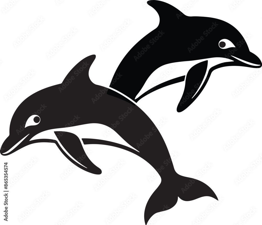 Fototapeta premium black 2 Dolphins graphics vector illustration design