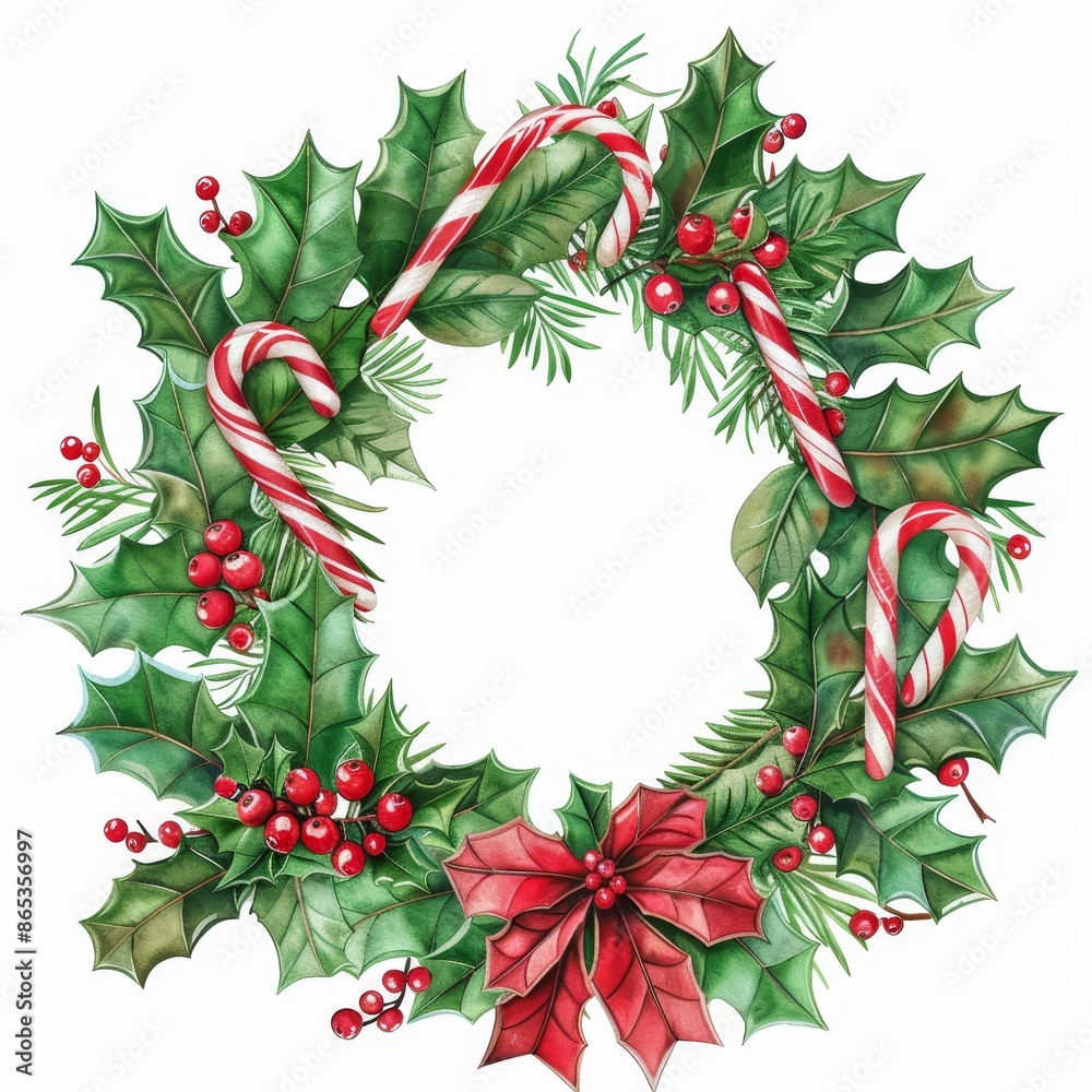 This watercolor Christmas frame features fir branches and a place for text. This watercolor Christmas frame features fir branches and a place for text.