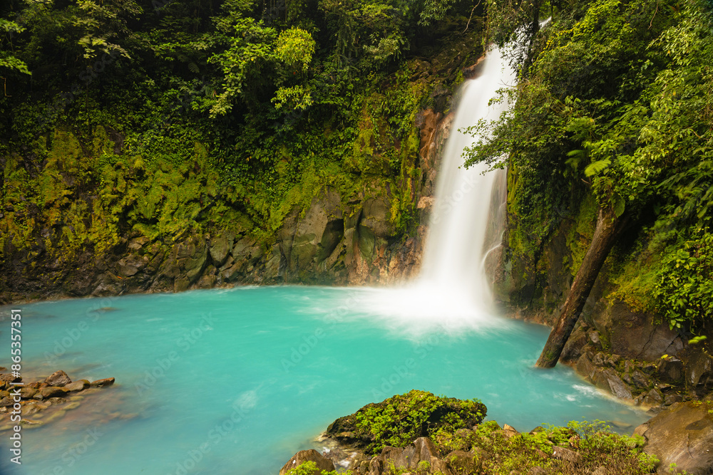blue Rio Celeste waterfall in the Tenorio National Park in Costa Rica blue Rio Celeste waterfall in the Tenorio National Park in Costa Rica