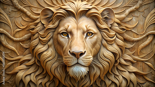 Beautiful Lions 3d relief wallpaper. Mural wallpaper. Wall art. AI-generated 