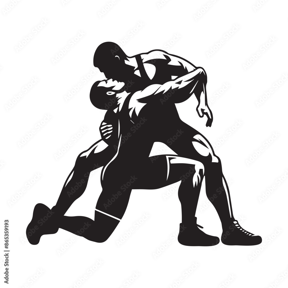 Fototapeta premium Wrestling Silhouette Vector Pack for Creative Projects.