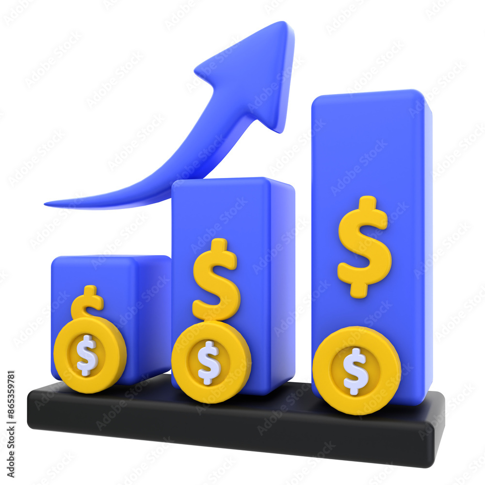 3D Rendering of Financial Growth Icon 3D Rendering of Financial Growth Icon