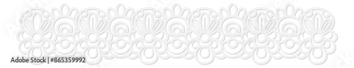 Floral white lace strip. Decorative fashion ribbon