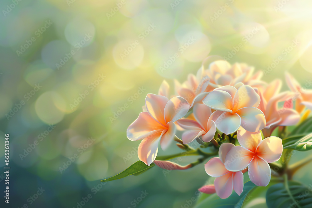 Beautiful close-up of pink and white tropical flowers in sunlight with blurred green background, ideal for nature or floral themes. Beautiful close-up of pink and white tropical flowers in sunlight with blurred green background, ideal for nature or floral themes.