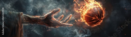 Wallpaper Mural a hand reaching out to a flaming basketball Torontodigital.ca