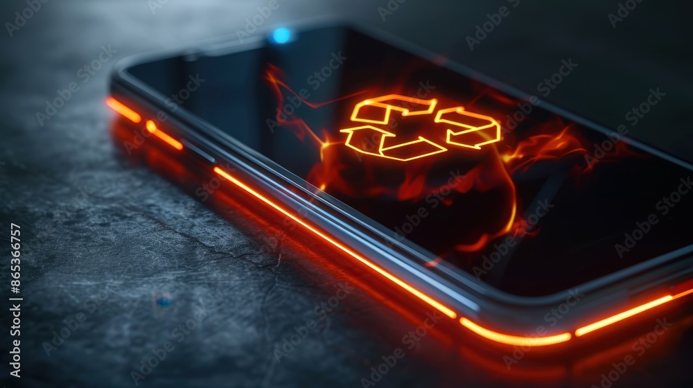 Naklejka premium A smartphone uses a danger alarm icon