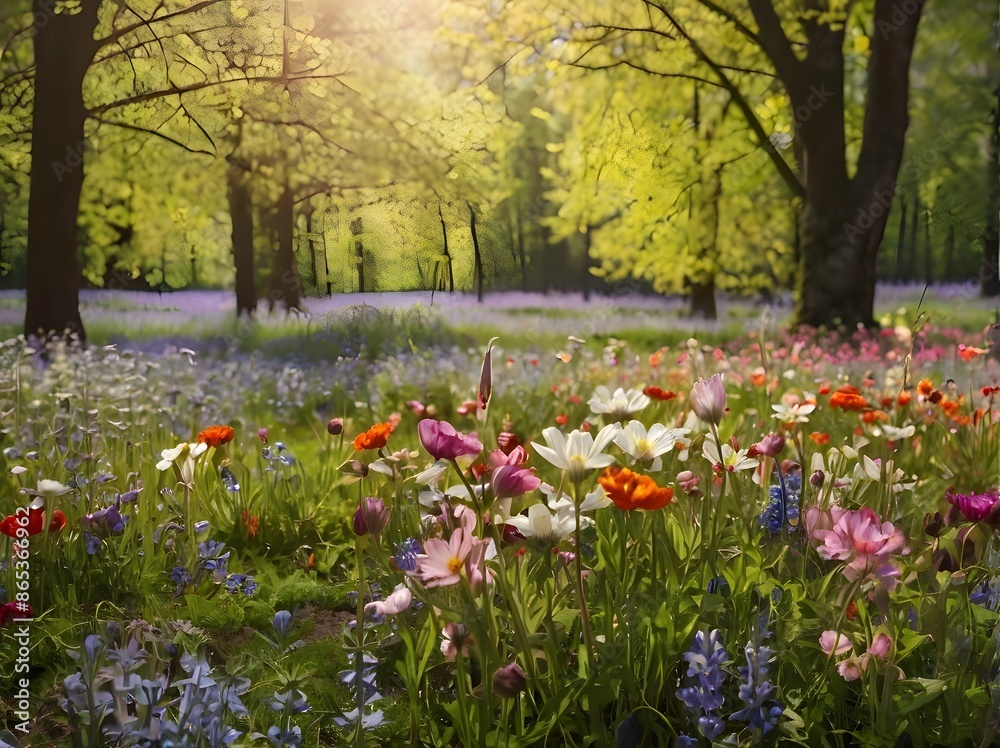 Fototapeta premium spring flowers in the park