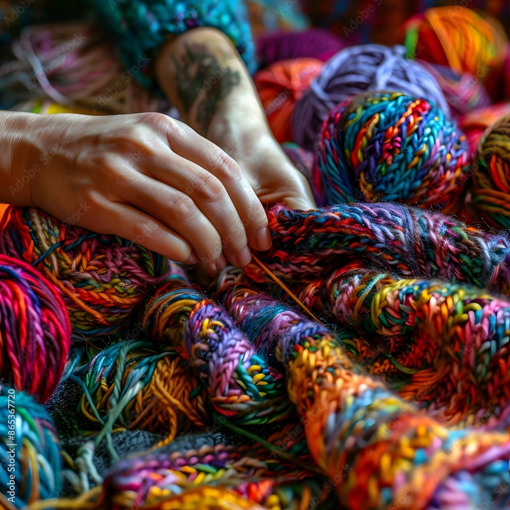 Knitting with Colorful Yarn Knitting with Colorful Yarn