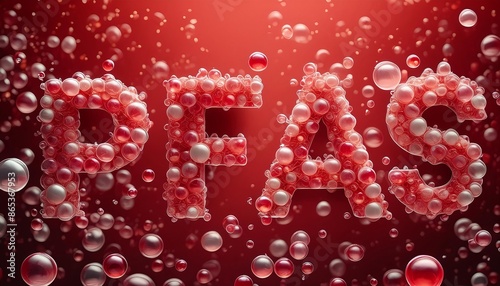 Per- and Polyfluoroalkyl Substances Spelled Out in Red and White Bubbles. Generative AI photo